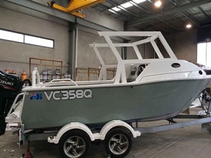 A boat that received industrial coatings on the Sunshine Coast